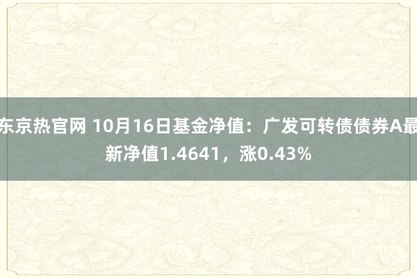 东京热官网 10月16日基金净值：广发可转债债券A最新净值1.4641，涨0.43%