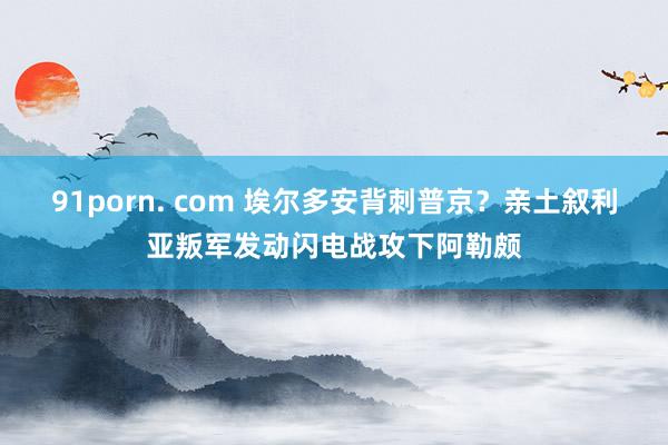 91porn. com 埃尔多安背刺普京？亲土叙利亚叛军发动闪电战攻下阿勒颇