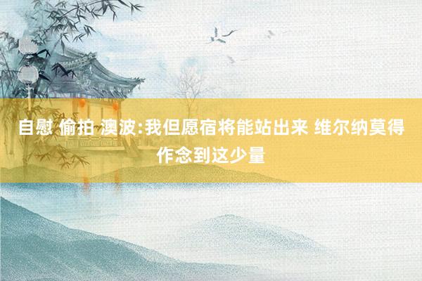 自慰 偷拍 澳波:我但愿宿将能站出来 维尔纳莫得作念到这少量