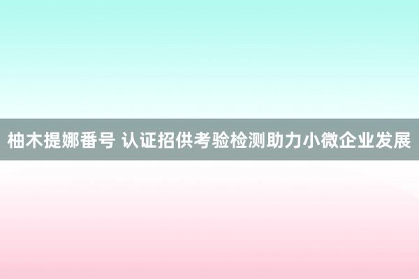 柚木提娜番号 认证招供考验检测助力小微企业发展