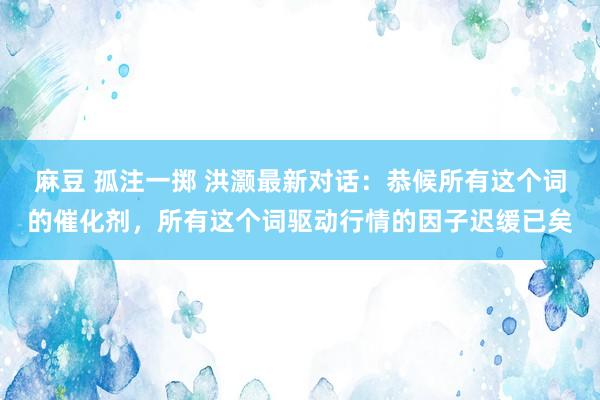麻豆 孤注一掷 洪灏最新对话：恭候所有这个词的催化剂，所有这个词驱动行情的因子迟缓已矣