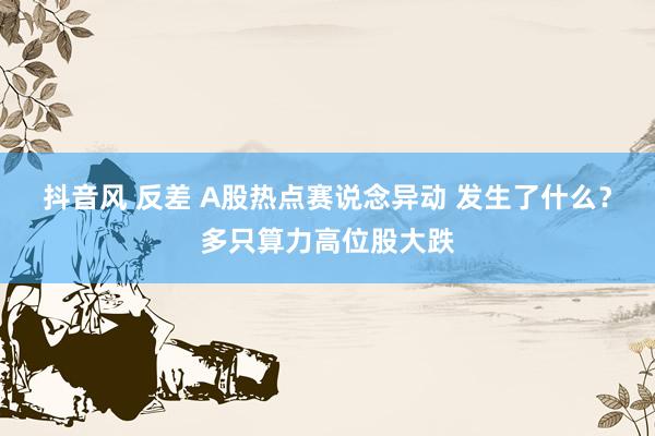 抖音风 反差 A股热点赛说念异动 发生了什么？多只算力高位股大跌