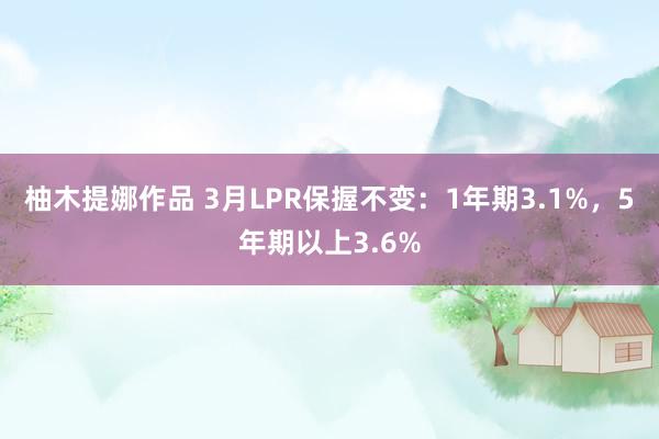 柚木提娜作品 3月LPR保握不变：1年期3.1%，5年期以上3.6%
