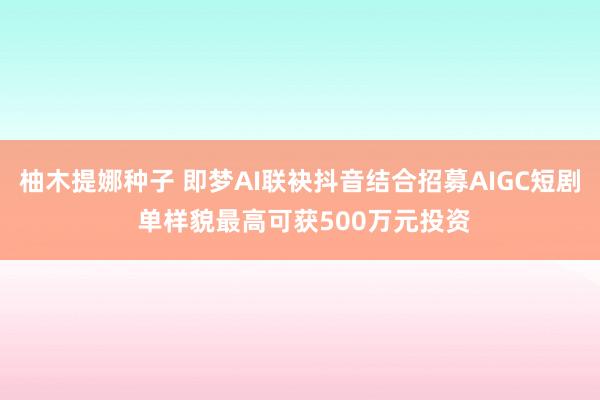柚木提娜种子 即梦AI联袂抖音结合招募AIGC短剧 单样貌最高可获500万元投资