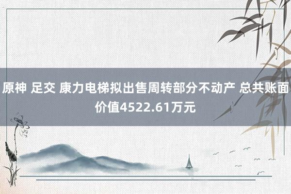 原神 足交 康力电梯拟出售周转部分不动产 总共账面价值4522.61万元