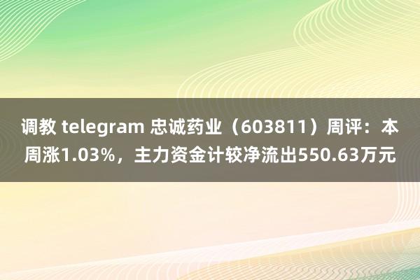调教 telegram 忠诚药业（603811）周评：本周涨1.03%，主力资金计较净流出550.63万元