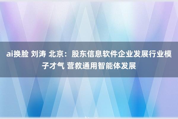 ai换脸 刘涛 北京：股东信息软件企业发展行业模子才气 营救通用智能体发展