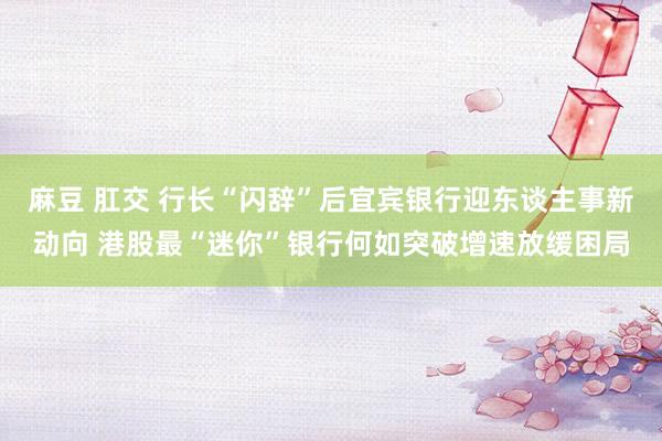 麻豆 肛交 行长“闪辞”后宜宾银行迎东谈主事新动向 港股最“迷你”银行何如突破增速放缓困局