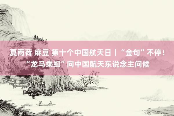 夏雨荷 麻豆 第十个中国航天日｜“金句”不停！“龙马乘组”向中国航天东说念主问候