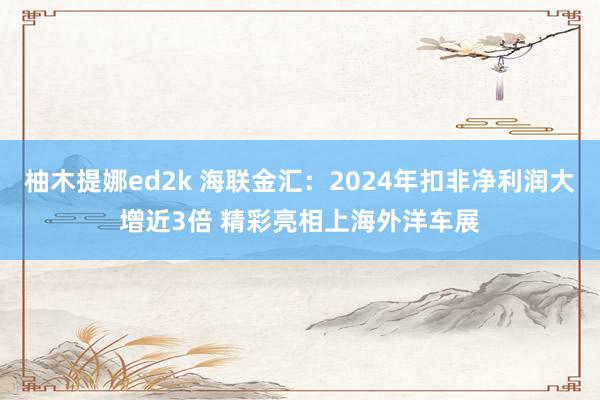 柚木提娜ed2k 海联金汇：2024年扣非净利润大增近3倍 精彩亮相上海外洋车展
